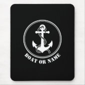 Nautical Anchor & Rope Your Boote oder Name Black Mousepad (Vorne)