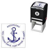 Nautical Anchor Round Family Return Address Stamp Permastempel (Beispiel)