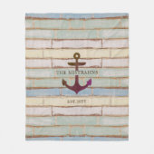 Nautical Anchor Rustic Wood Boat Name Fleecedecke (Vorderseite)
