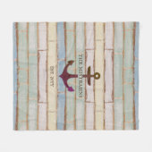Nautical Anchor Rustic Wood Boat Name Fleecedecke (Vorderseite (Horizontal))