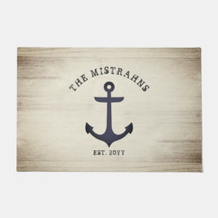 Nautical Anchor Rustic Wood Family oder Boat Name Fußmatte