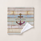 Nautical Anchor Rustic Wood Weathered Decke Badhandtuch Set (Waschlappen)