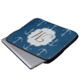 Nautical Anchor Sail Monogram 15" Laptop Case (Vorne Knopf)
