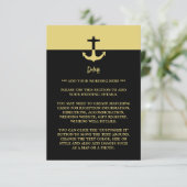 Nautical Anchor - Schwarzes Gold - Hochzeitsdetail Begleitkarte (Stehend Vorderseite)