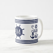 Nautical Anchor SEAS THE DANavy Mit Monogramm Kaffeetasse (VorderseiteRechts)