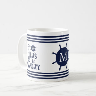 Nautical Anchor SEAS THE DANavy Mit Monogramm Kaffeetasse
