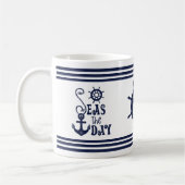 Nautical Anchor SEAS THE DANavy Mit Monogramm Kaffeetasse (Links)