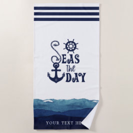Nautical Anchor SEAS THE DANavy Personalisiert Strandtuch