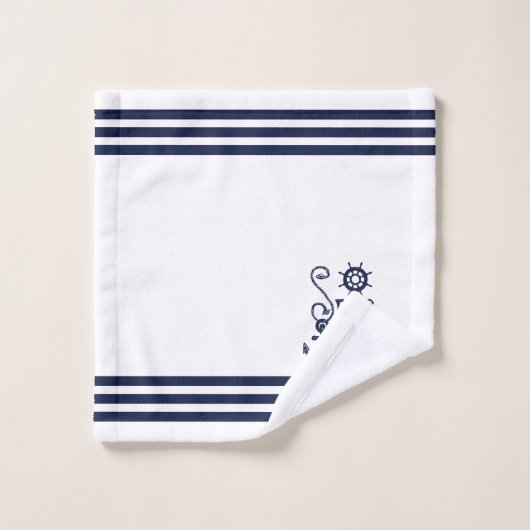 Nautical Anchor SEAS THE DAY Badhandtuch Set (Waschlappen)