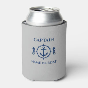 Nautical Anchor Seepferd Captain Boat Name Lt Grau Dosenkühler