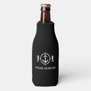 Nautical Anchor Seepferd Ihr Name oder Boot Black Flaschenkühler
