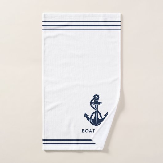 Nautical Anchor Segelboot Name Custom Swag Badhandtuch Set (Handtuch)