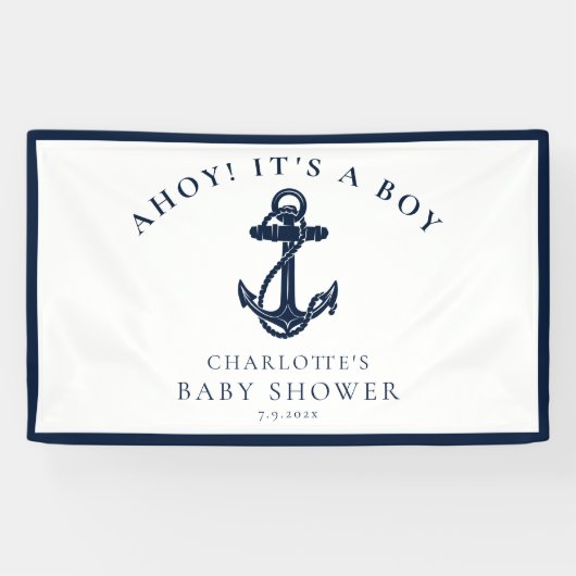 Nautical Anchor Segelboy Baby Dusche Banner (Horizontal)
