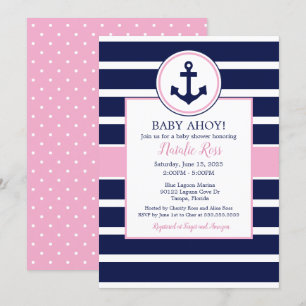 Nautical Anchor Sommer Ahoy! Girl Baby Shower Einladung