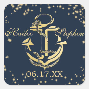 Nautical Anchor Starry Sky Quadratischer Aufkleber