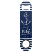 Nautical Anchor Stripe Bridal Shower Navy Blue Speed Flaschenöffner (Vorderseite)