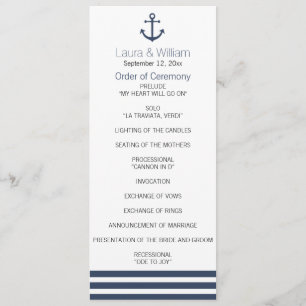 Nautical Anchor & Striped Wedding Program Programm