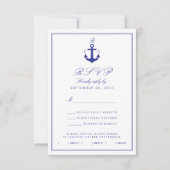 Nautical Anchor Stylish Simple Monogram RSVP Card Karte (Vorderseite)
