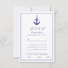 Nautical Anchor Stylish Simple Monogram RSVP Card Karte