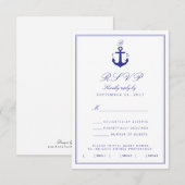 Nautical Anchor Stylish Simple Monogram RSVP Card Karte (Vorne/Hinten)