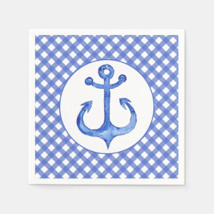Nautical Anchor Theme - Neapel für Kariertes Navy- Serviette