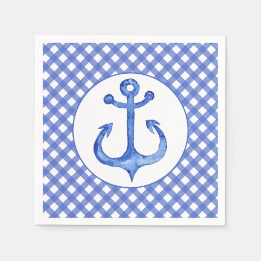 Nautical Anchor Theme - Neapel für Kariertes Navy- Serviette (Vorderseite)