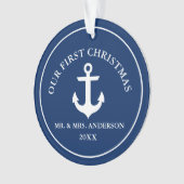 Nautical Anchor Unser erstes Weihnachtsblau Ornament (Vorderseite)