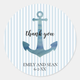Nautical Anchor Vielen Dank Runder Aufkleber