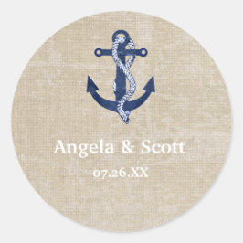 Nautical Anchor Vintage Wedding Gastgeschenk Runder Aufkleber