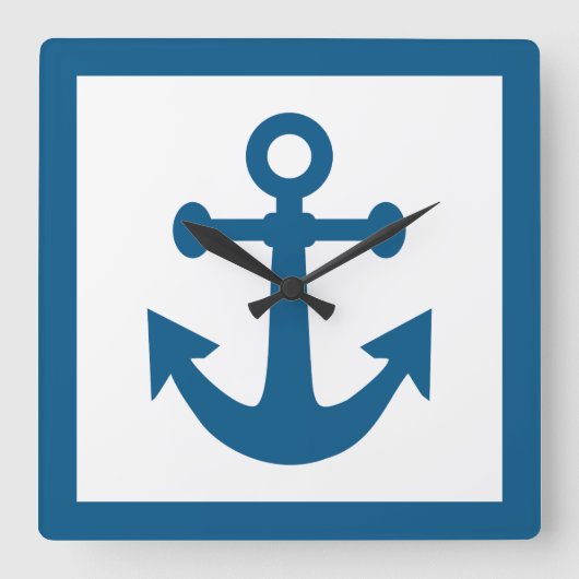 Nautical Anchor wall clock Quadratische Wanduhr (Vorderseite)