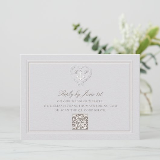 Nautical Anchor Wappen formale QR Hochzeitreaktion (Stehend Vorderseite)