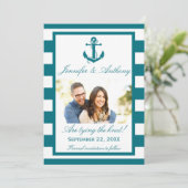 Nautical Anchor Wedding Foto Save the Date (Stehend Vorderseite)