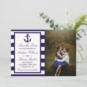 Nautical Anchor Wedding Foto Save the Date (Stehend Vorderseite)