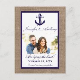 Nautical Anchor Wedding Foto Save the Date Ankündigungspostkarte