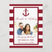 Nautical Anchor Wedding Foto Save the Date Ankündigungspostkarte (Vorderseite)