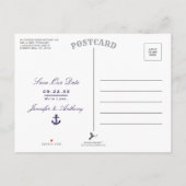 Nautical Anchor Wedding Foto Save the Date Ankündigungspostkarte (Rückseite)
