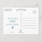 Nautical Anchor Wedding Foto Save the Date Ankündigungspostkarte (Rückseite)