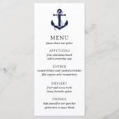 Nautical Anchor Wedding Menu Menükarte (Vorderseite)