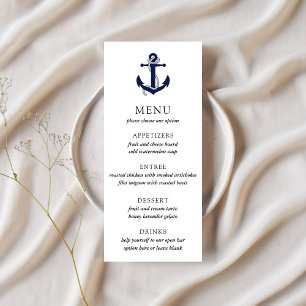 Nautical Anchor Wedding Menu Menükarte