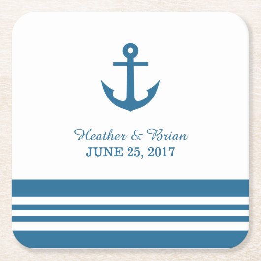 Nautical Anchor Wedding Paper Untersetzer (Vorderseite)