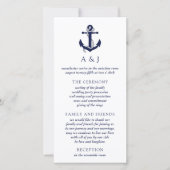 Nautical Anchor Wedding Program Card Dankeskarte (Vorderseite)