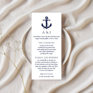 Nautical Anchor Wedding Program Card Dankeskarte