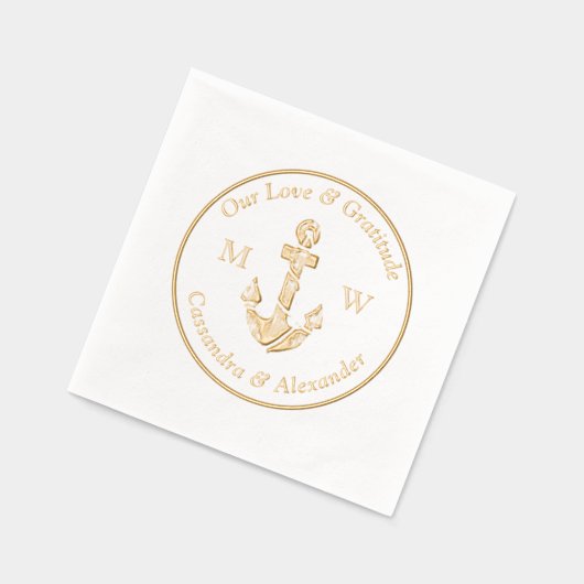 Nautical Anchor Wedding Servietten Mit Folie (Links)
