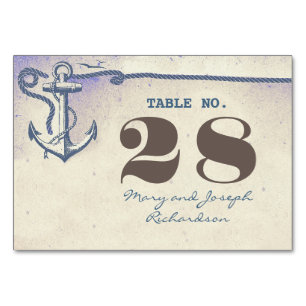 Nautical Anchor Wedding Tischnummer Card