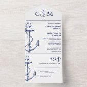 Nautical Anchor Wedding White All In One Einladung (Innen Boden)