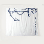 Nautical Anchor Wedding White Wandteppich (Vorderseite (Horizontal))