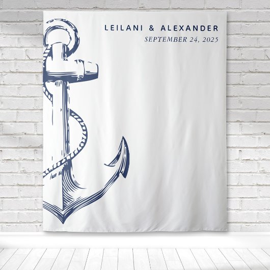 Nautical Anchor Wedding White Wandteppich