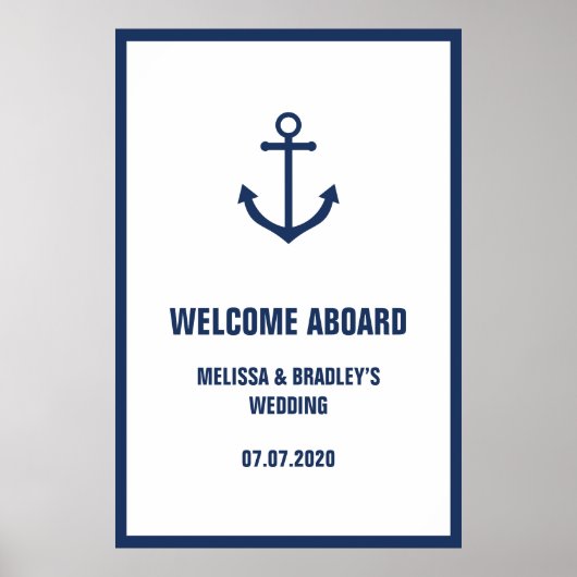 Nautical Anchor Wedding Willkommensschild 32x48 Poster (Vorne)