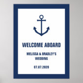 Nautical Anchor Wedding Willkommenszeichen an Bord Poster (Vorne)