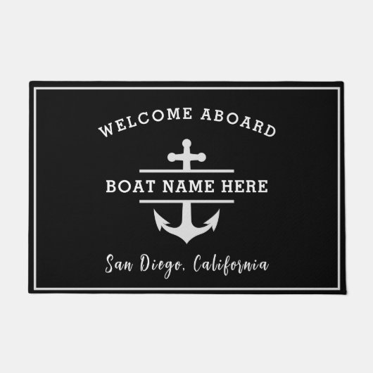 Nautical Anchor Welcome Aboard Personalized Fußmatte (Vorderseite)